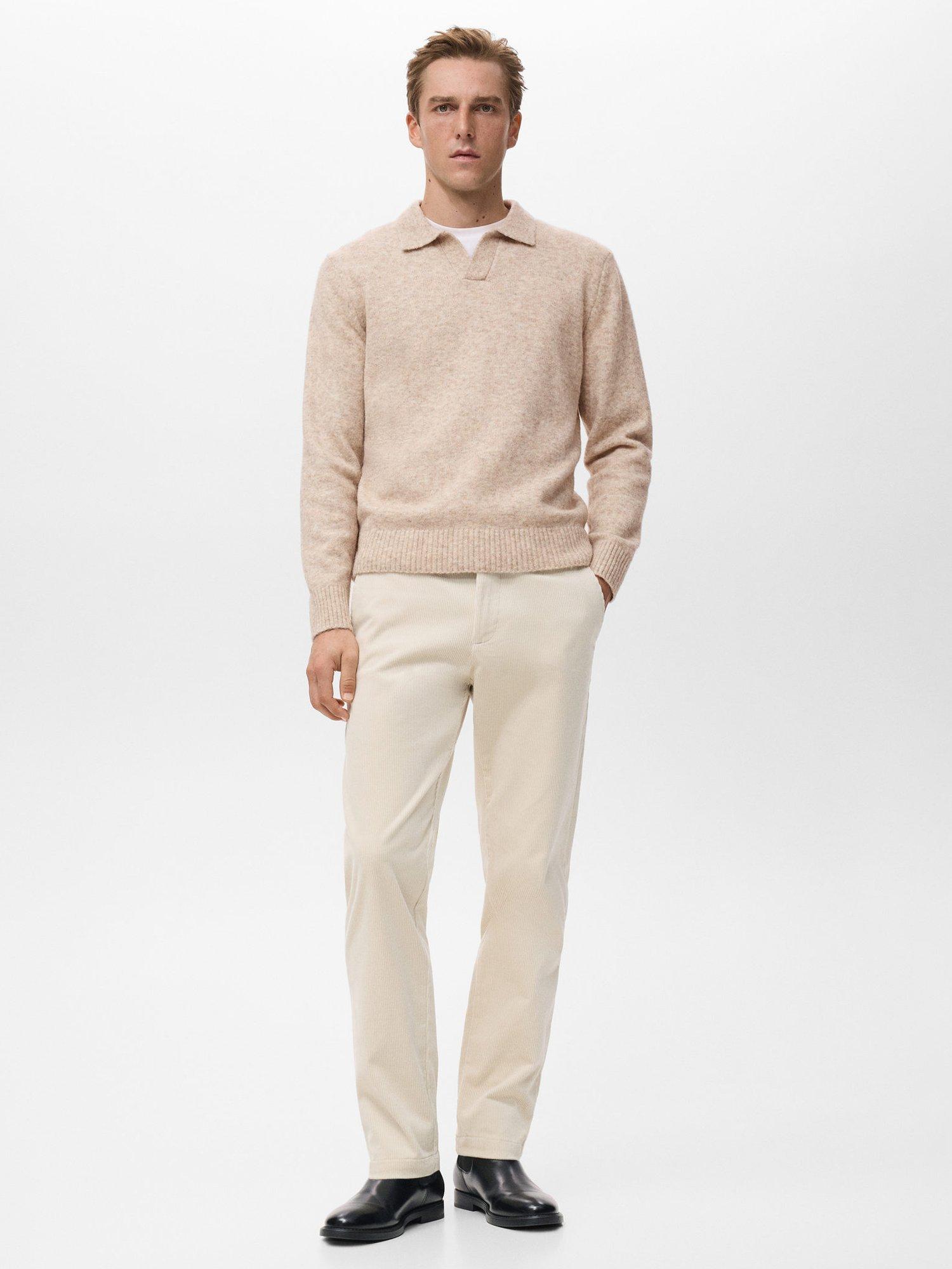 Product image 2 of 8, which shows Mango Oreo Knitted Wool Blend Polo Sweater, Pastel Brown, M
