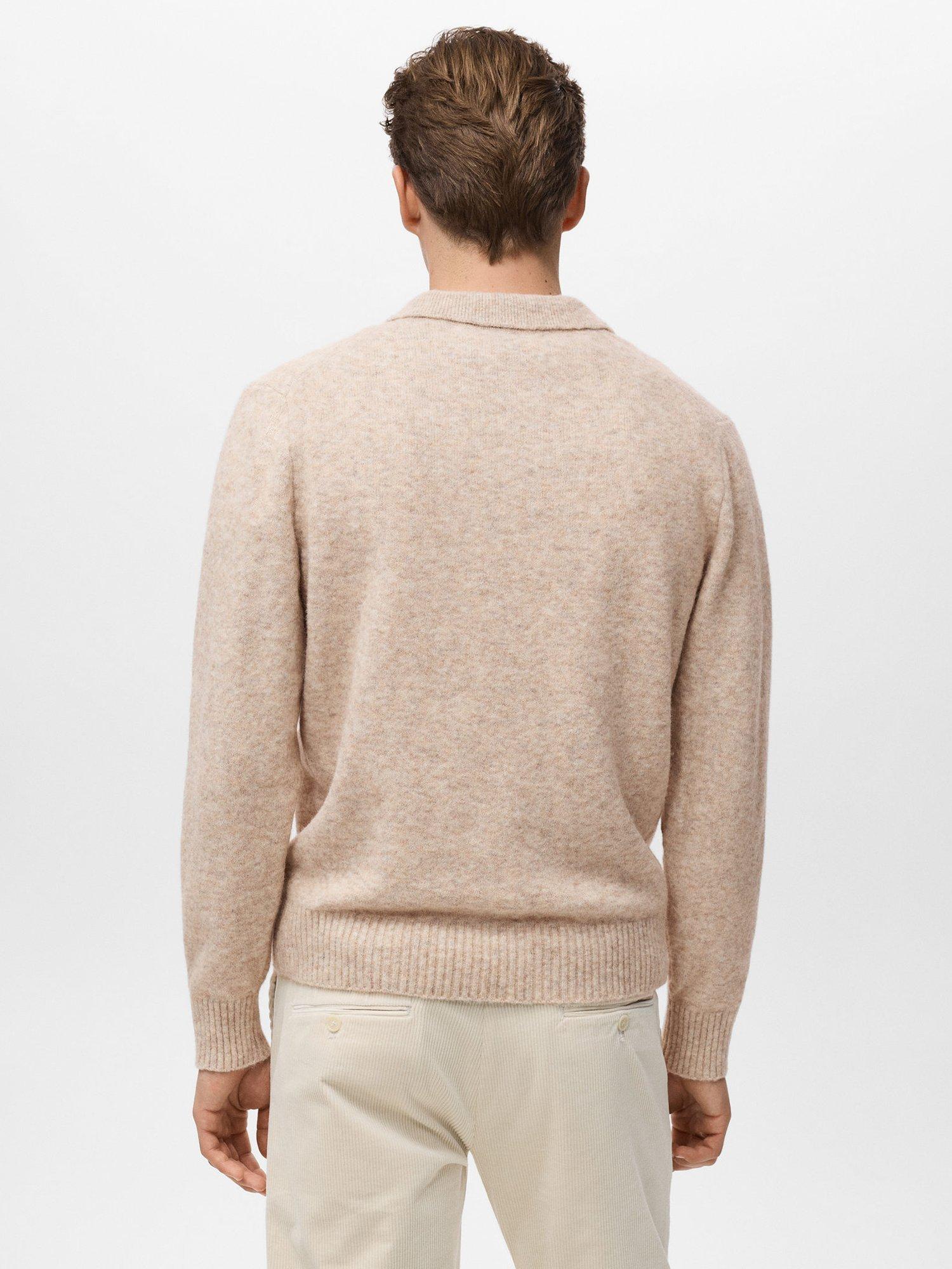 Product image 4 of 8, which shows Mango Oreo Knitted Wool Blend Polo Sweater, Pastel Brown, M