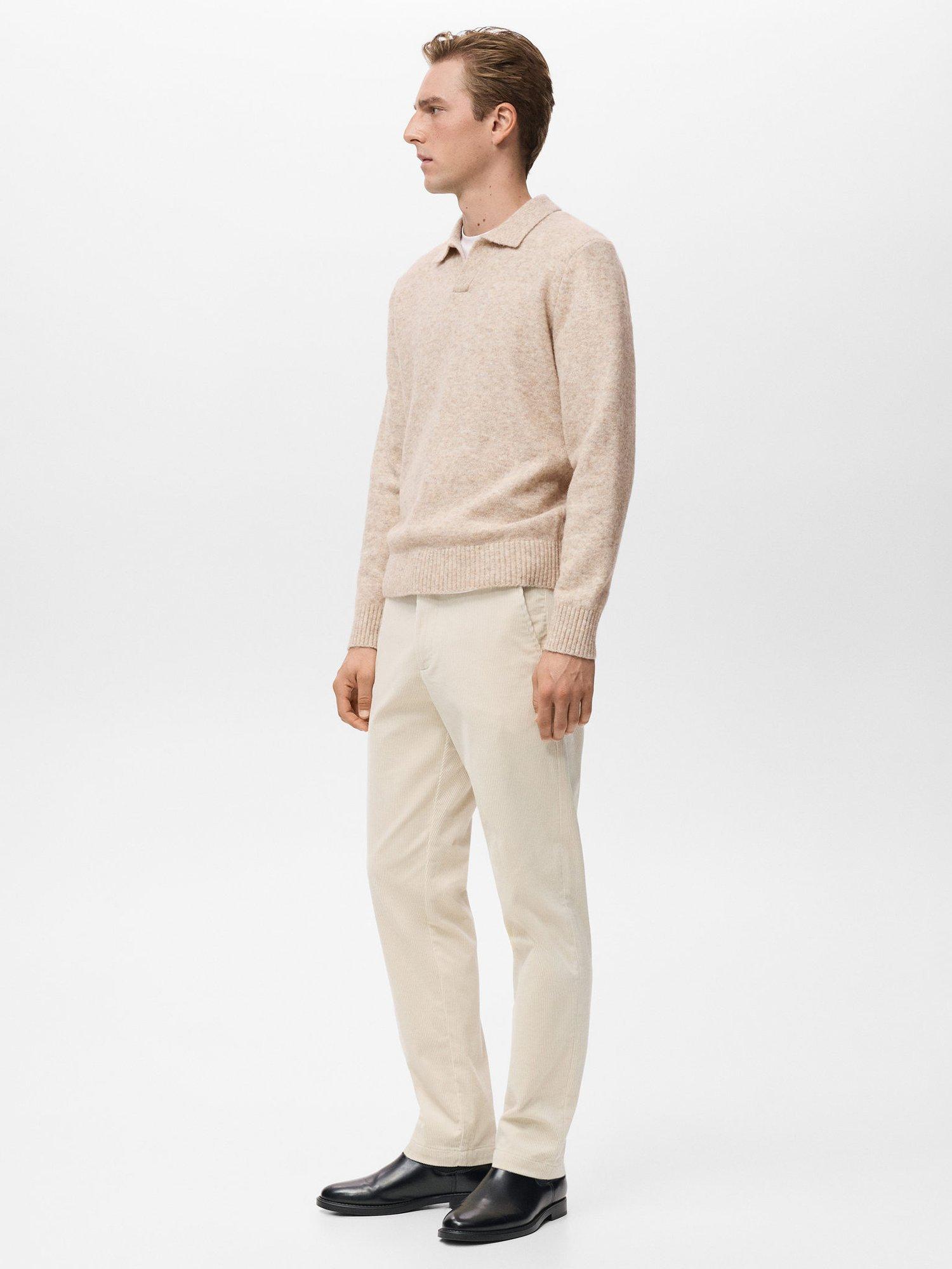 Product image 7 of 8, which shows Mango Oreo Knitted Wool Blend Polo Sweater, Pastel Brown, M
