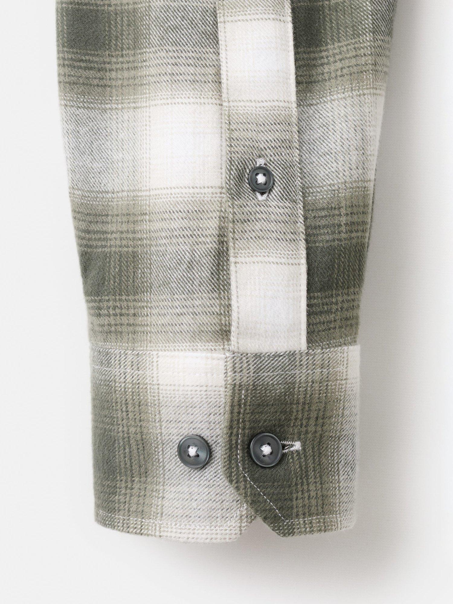 Product image 5 of 8, which shows Mango Pierre Cotton Regular Fit Check Shirt, Dark Green, M