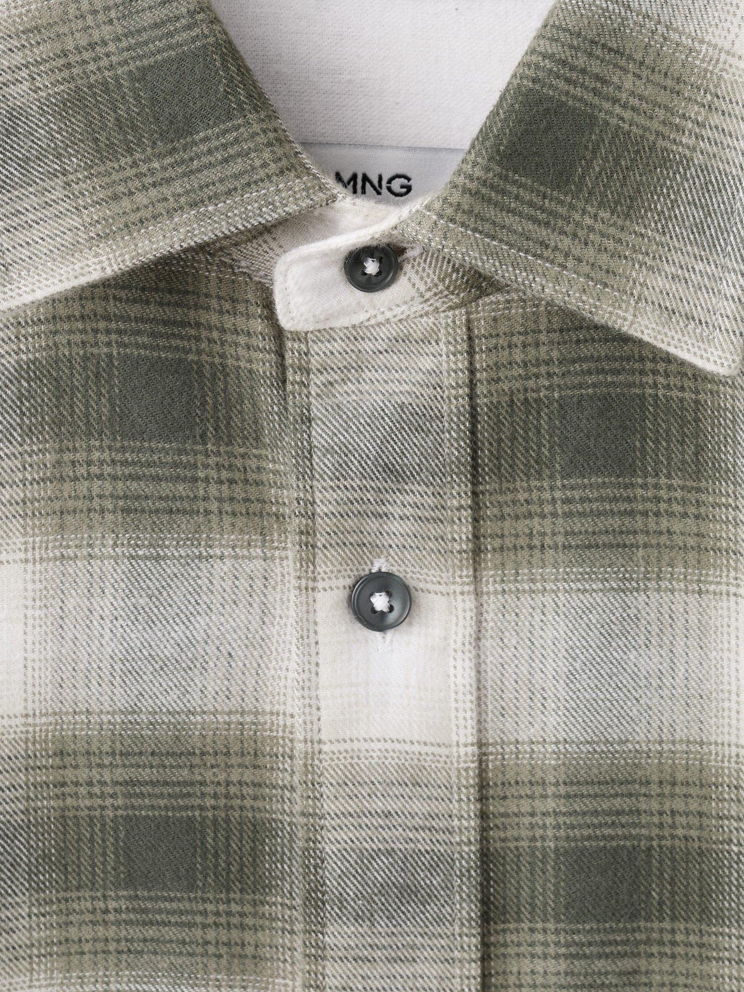 Product image 8 of 8, which shows Mango Pierre Cotton Regular Fit Check Shirt, Dark Green, M