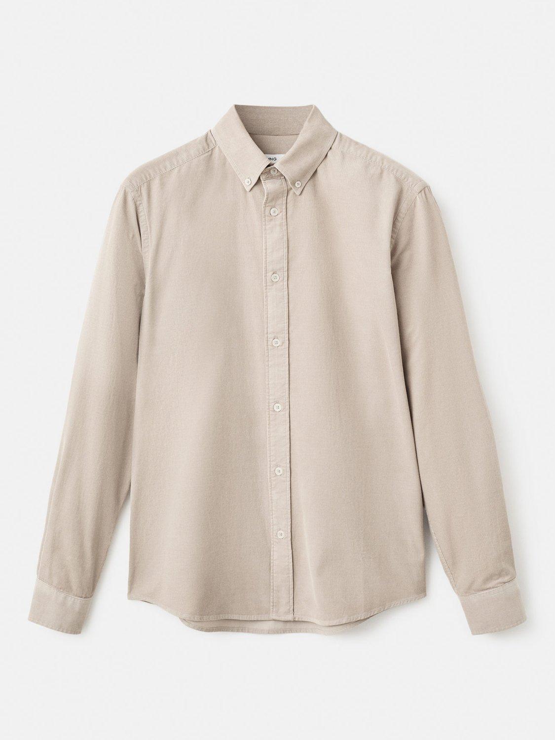 Product image 3 of 8, which shows Mango Tadi Cotton Long Sleeve Collar Shirt, Light Beige, L