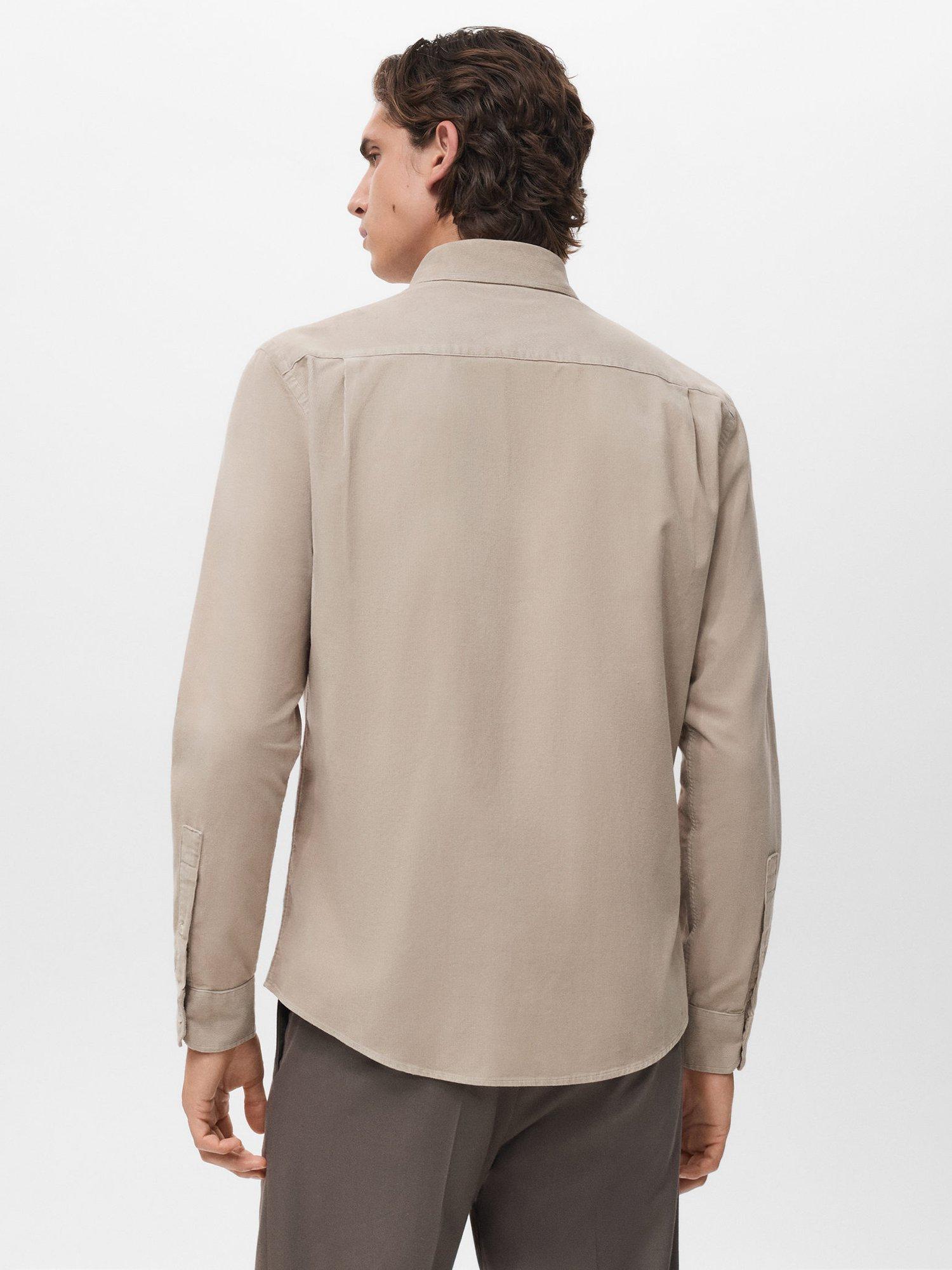 Product image 4 of 8, which shows Mango Tadi Cotton Long Sleeve Collar Shirt, Light Beige, L