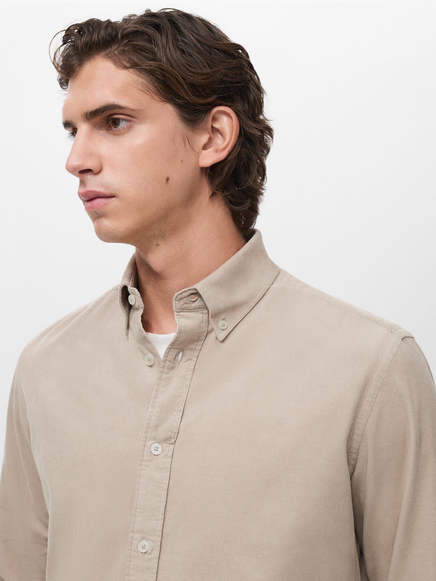 Product image 6 of 8, which shows Mango Tadi Cotton Long Sleeve Collar Shirt, Light Beige, L