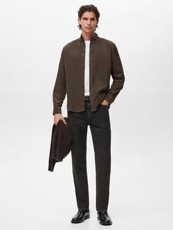 Mango Tadi Cotton Long Sleeve Collar Shirt - view 2, Medium Brown