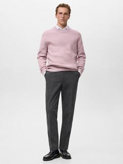 Mango Brest Cotton Blend Straight Tailored Trousers - view 2, Dark Grey