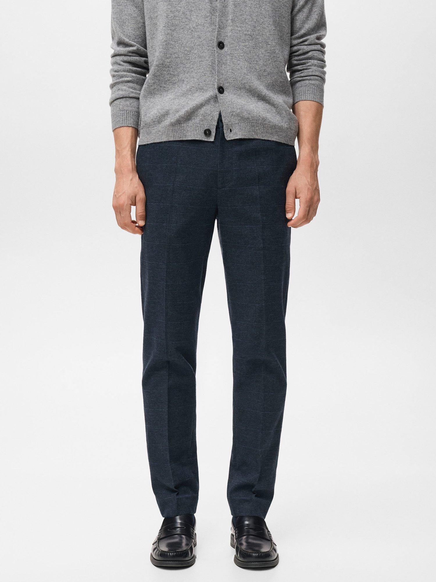 Product image 1 of 8, which shows Mango Brest Cotton Blend Straight Tailored Trousers, Navy, 30