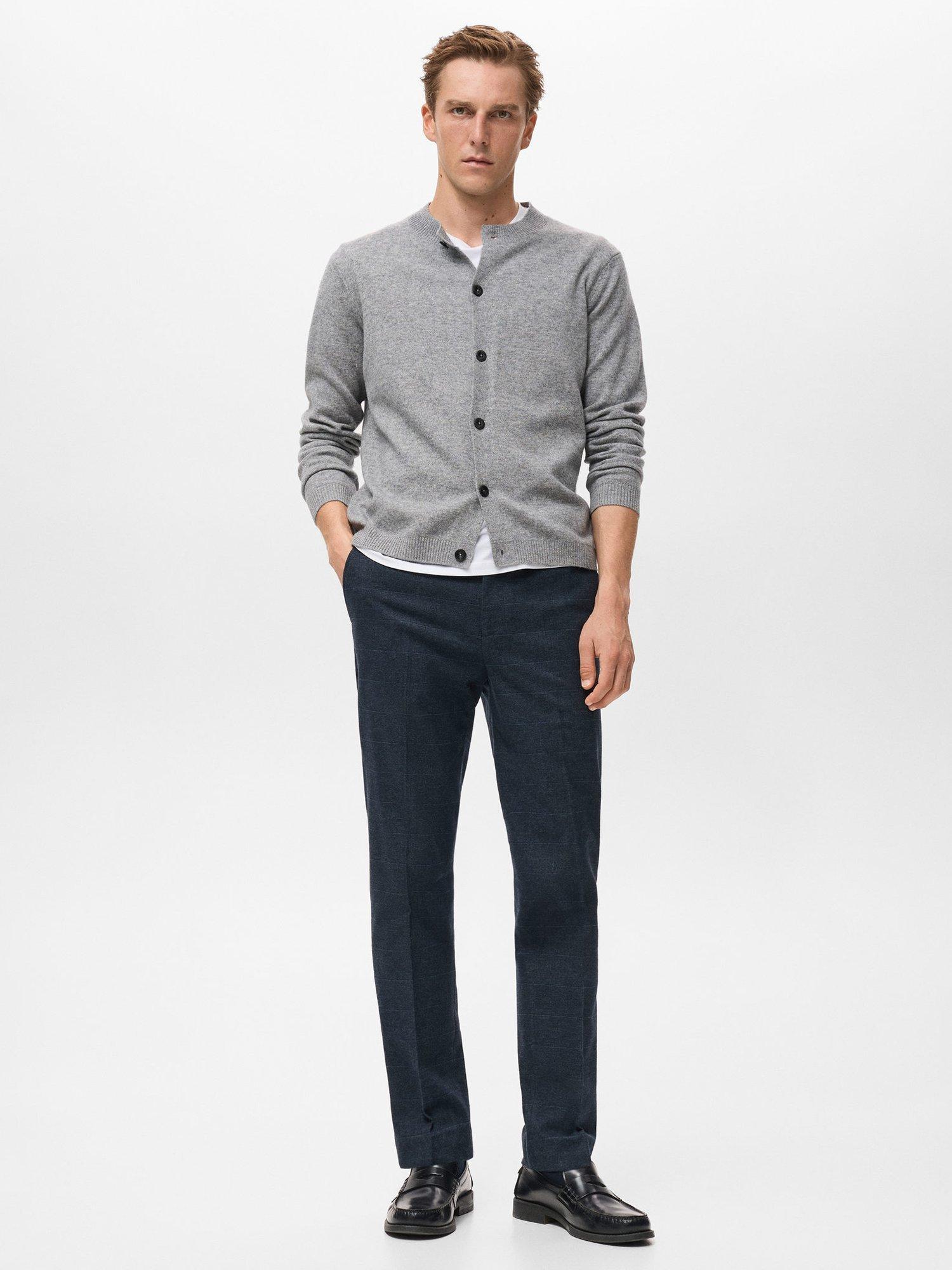 Product image 2 of 8, which shows Mango Brest Cotton Blend Straight Tailored Trousers, Navy, 30