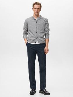 Mango Brest Cotton Blend Straight Tailored Trousers - view 2, Navy