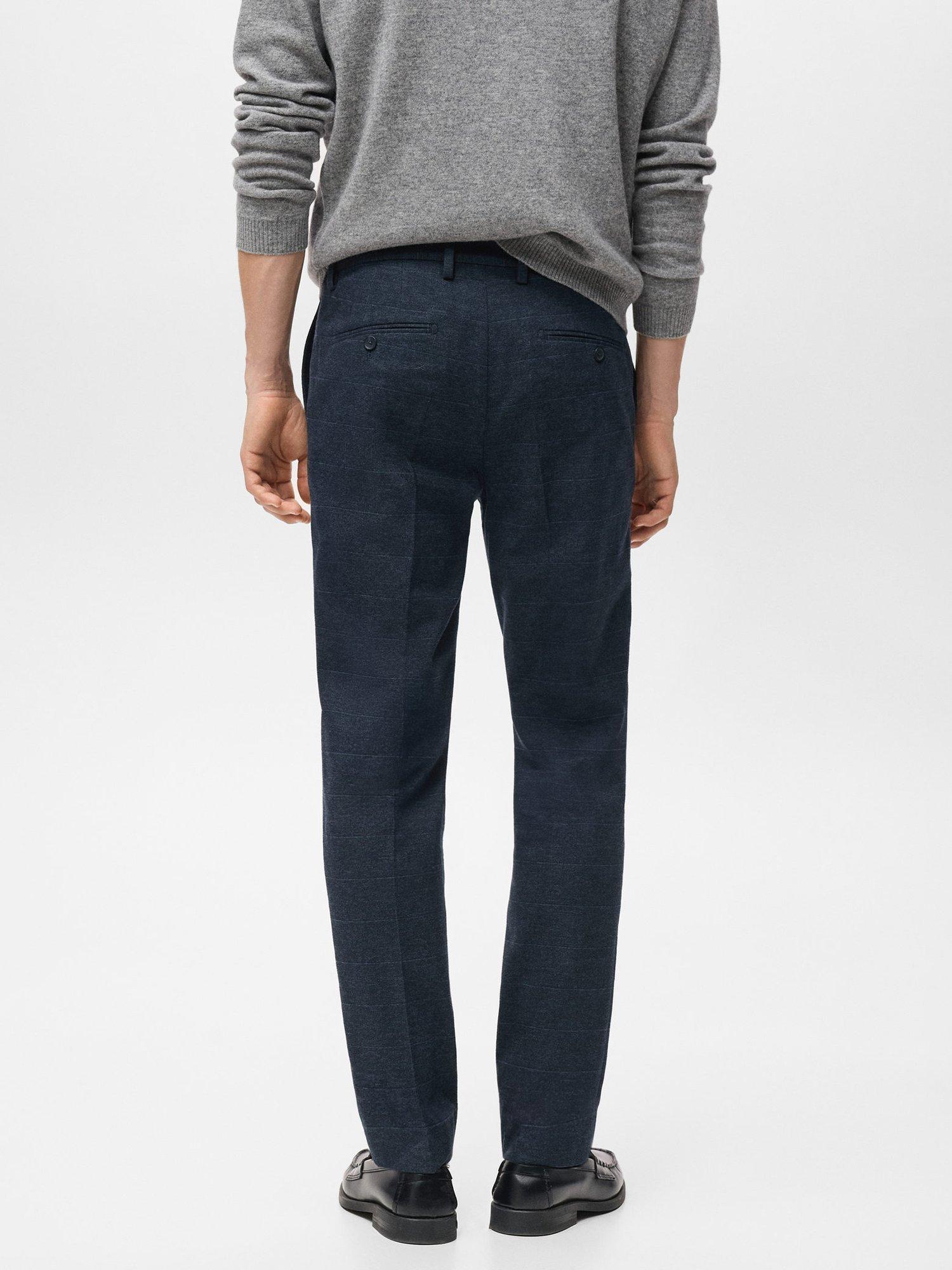 Product image 4 of 8, which shows Mango Brest Cotton Blend Straight Tailored Trousers, Navy, 30