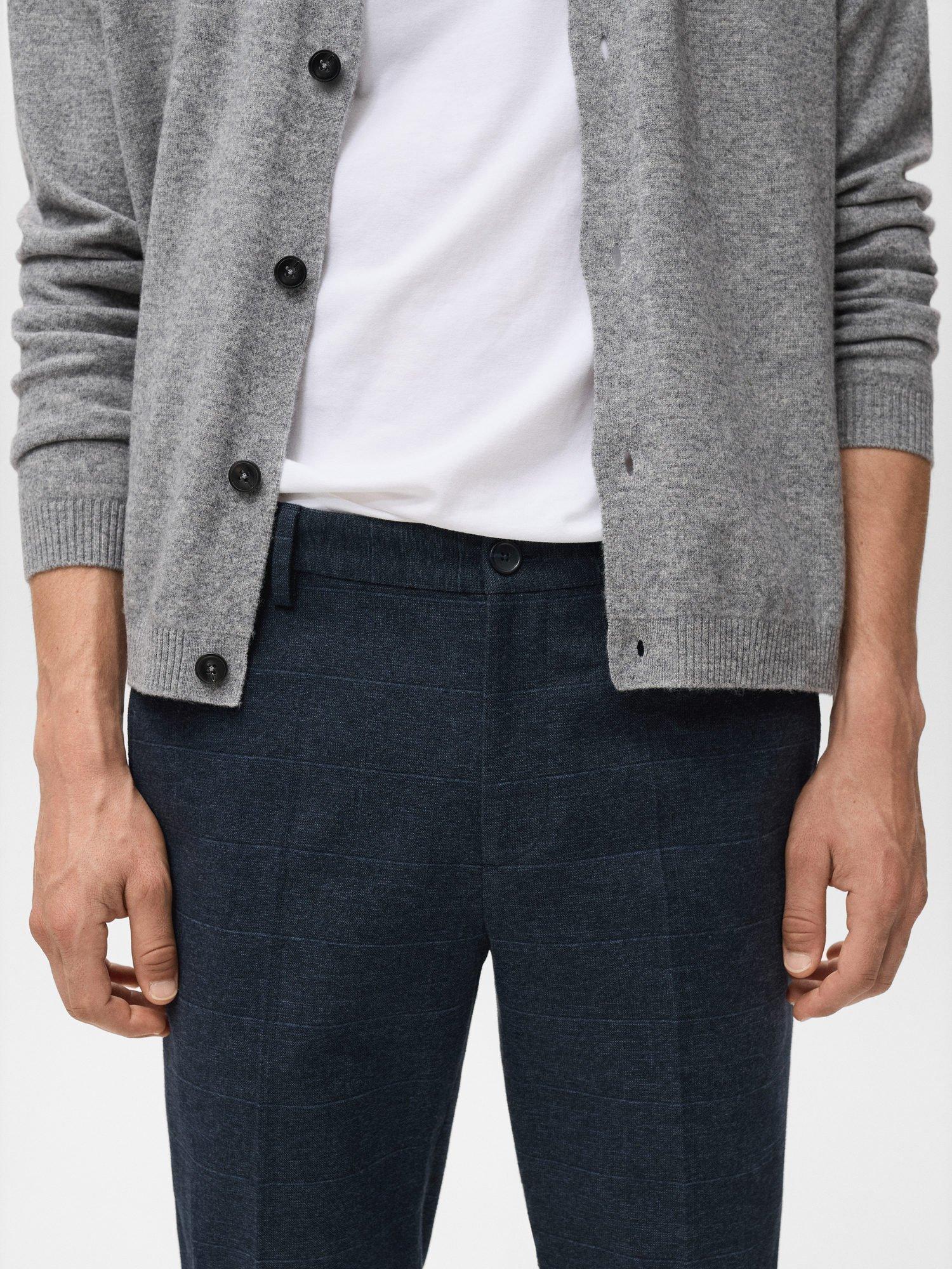 Product image 6 of 8, which shows Mango Brest Cotton Blend Straight Tailored Trousers, Navy, 30