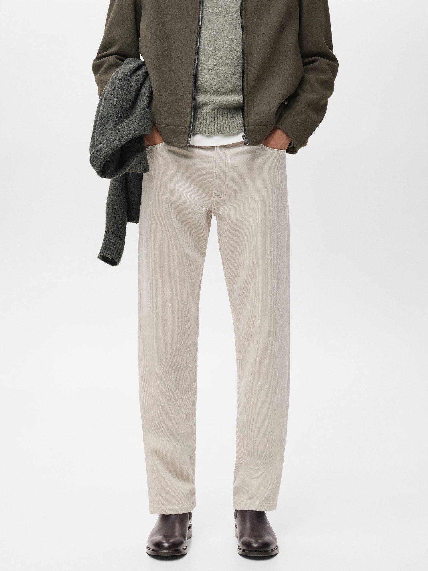 Product image 1 of 8, which shows Mango Pompeia Corduroy Trousers, Light Beige, 31
