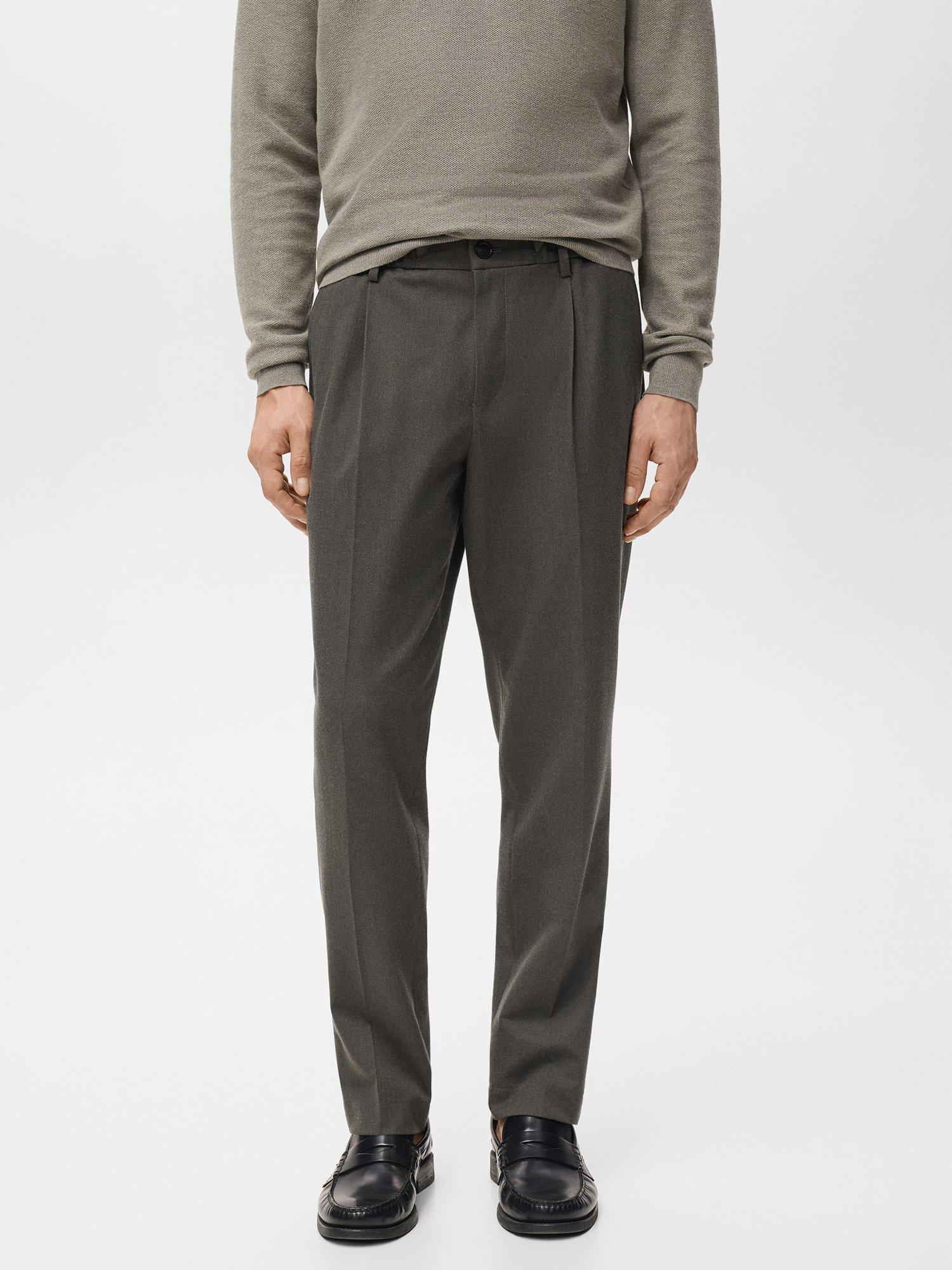 Product image 1 of 8, which shows Mango Regular Fit Cord Pleated Trousers, Medium Brown, 31