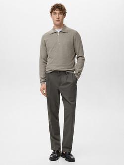 Mango Regular Fit Cord Pleated Trousers, Medium Brown - view 2, Medium Brown