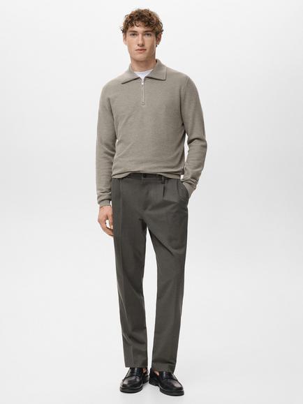 Mango Regular Fit Cord Pleated Trousers, Medium Brown - view 2, Medium Brown