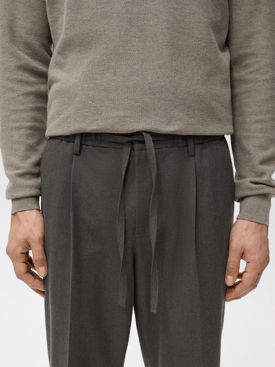 Product image 6 of 8, which shows Mango Regular Fit Cord Pleated Trousers, Medium Brown, 31