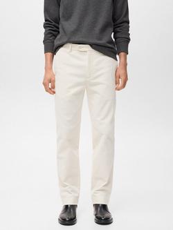 Mango Voyage Cotton Blend Trousers, Natural White, Natural White