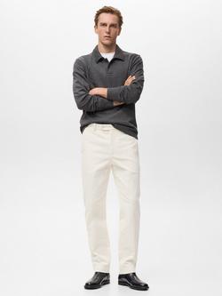 Mango Voyage Cotton Blend Trousers, Natural White - view 2, Natural White