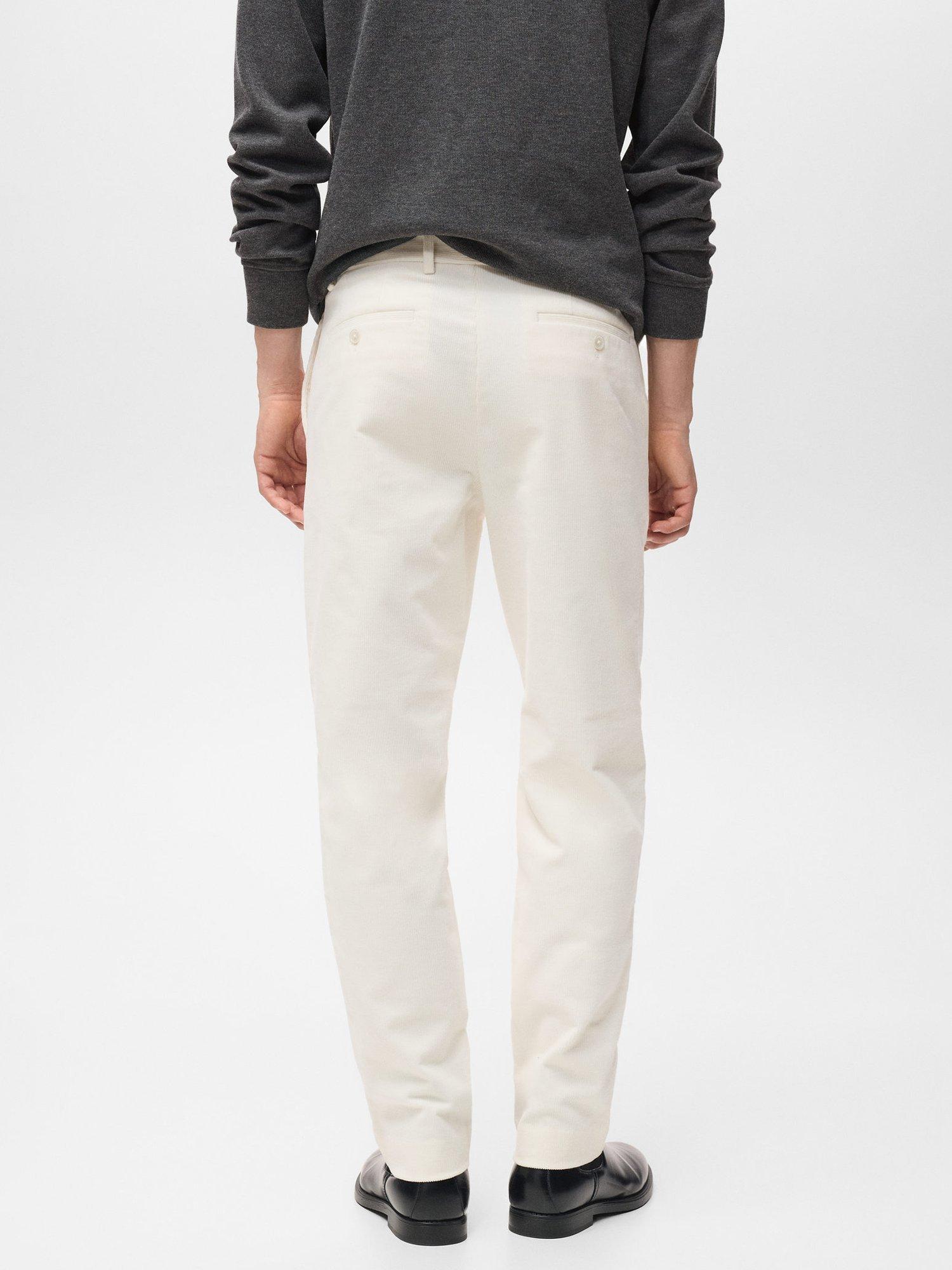 Product image 4 of 8, which shows Mango Voyage Cotton Blend Trousers, Natural White, 31