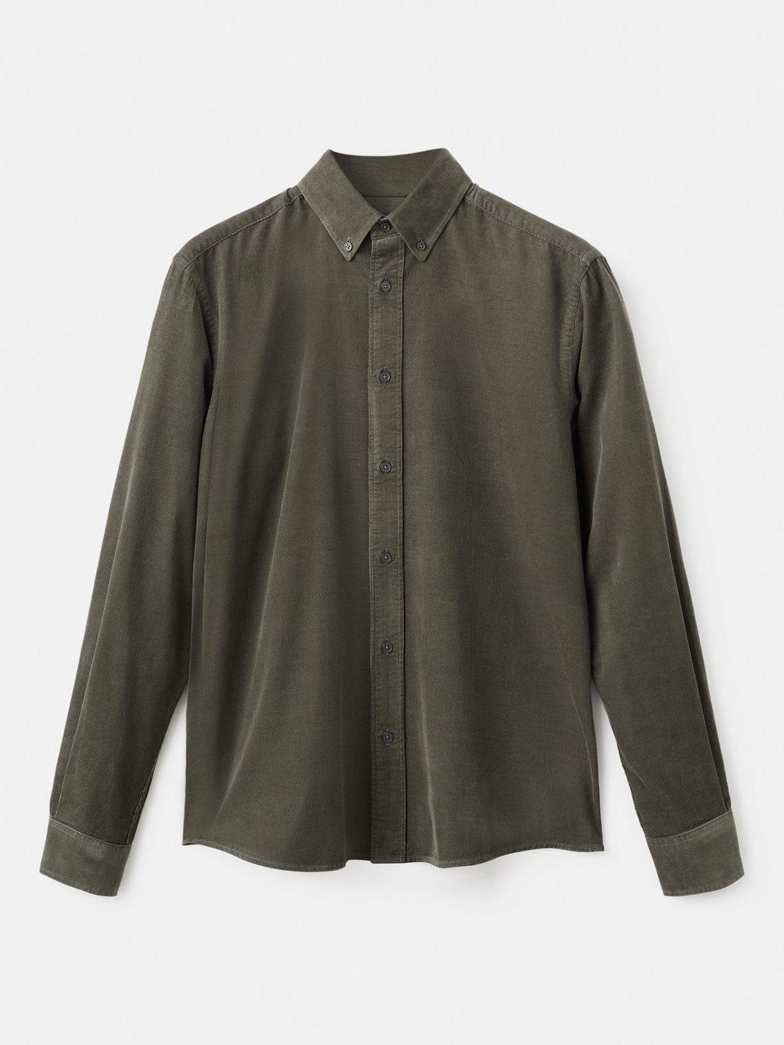 Product image 3 of 8, which shows Mango Tadi Cotton Long Sleeve Collar Shirt, Dark Green, S