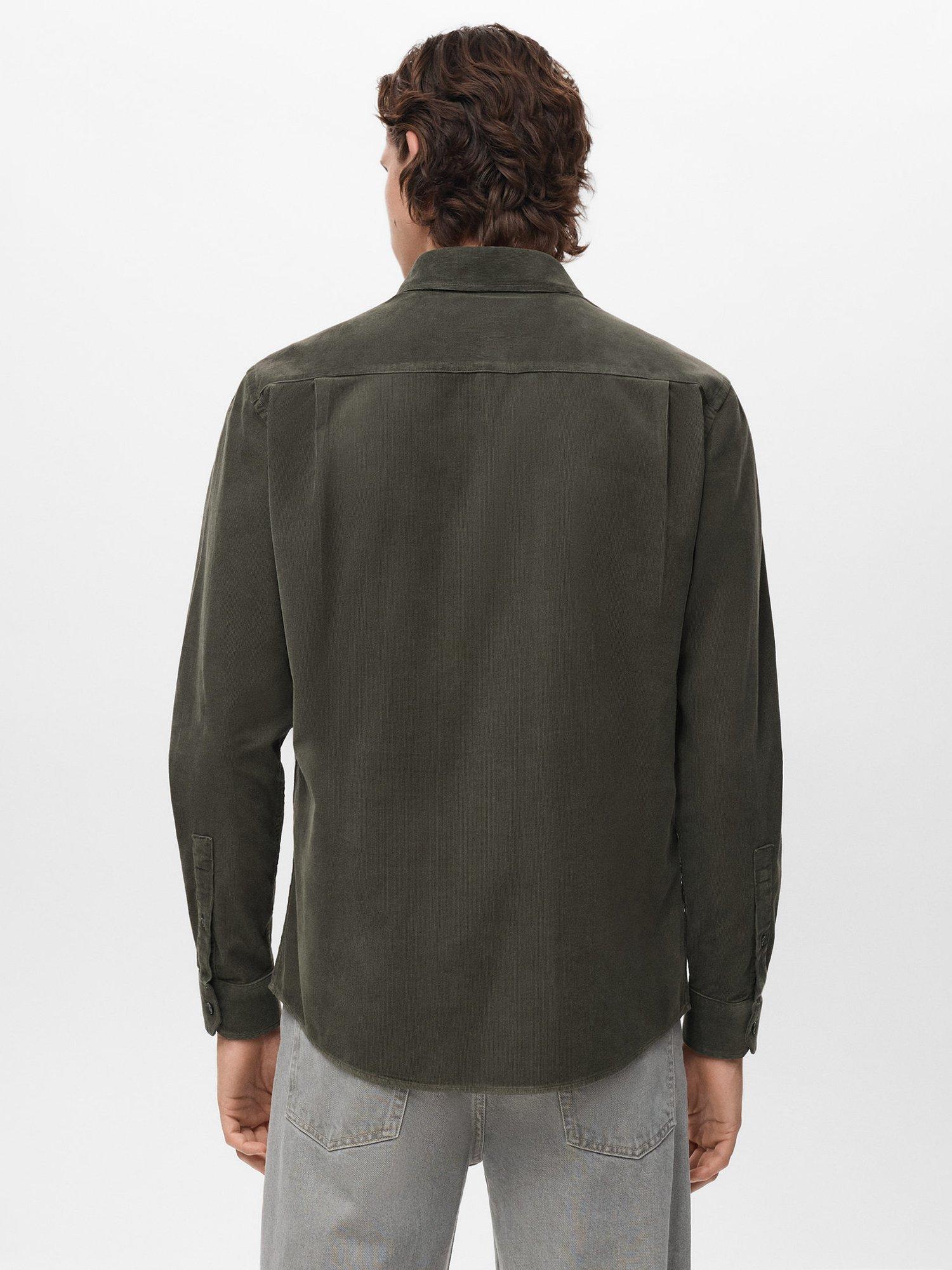 Product image 4 of 8, which shows Mango Tadi Cotton Long Sleeve Collar Shirt, Dark Green, S