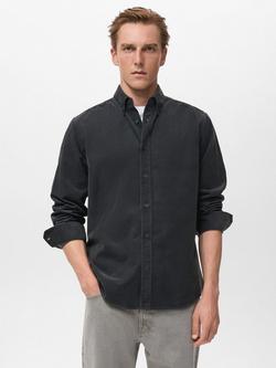 Mango Tadi Cotton Long Sleeve Collar Shirt, Grey