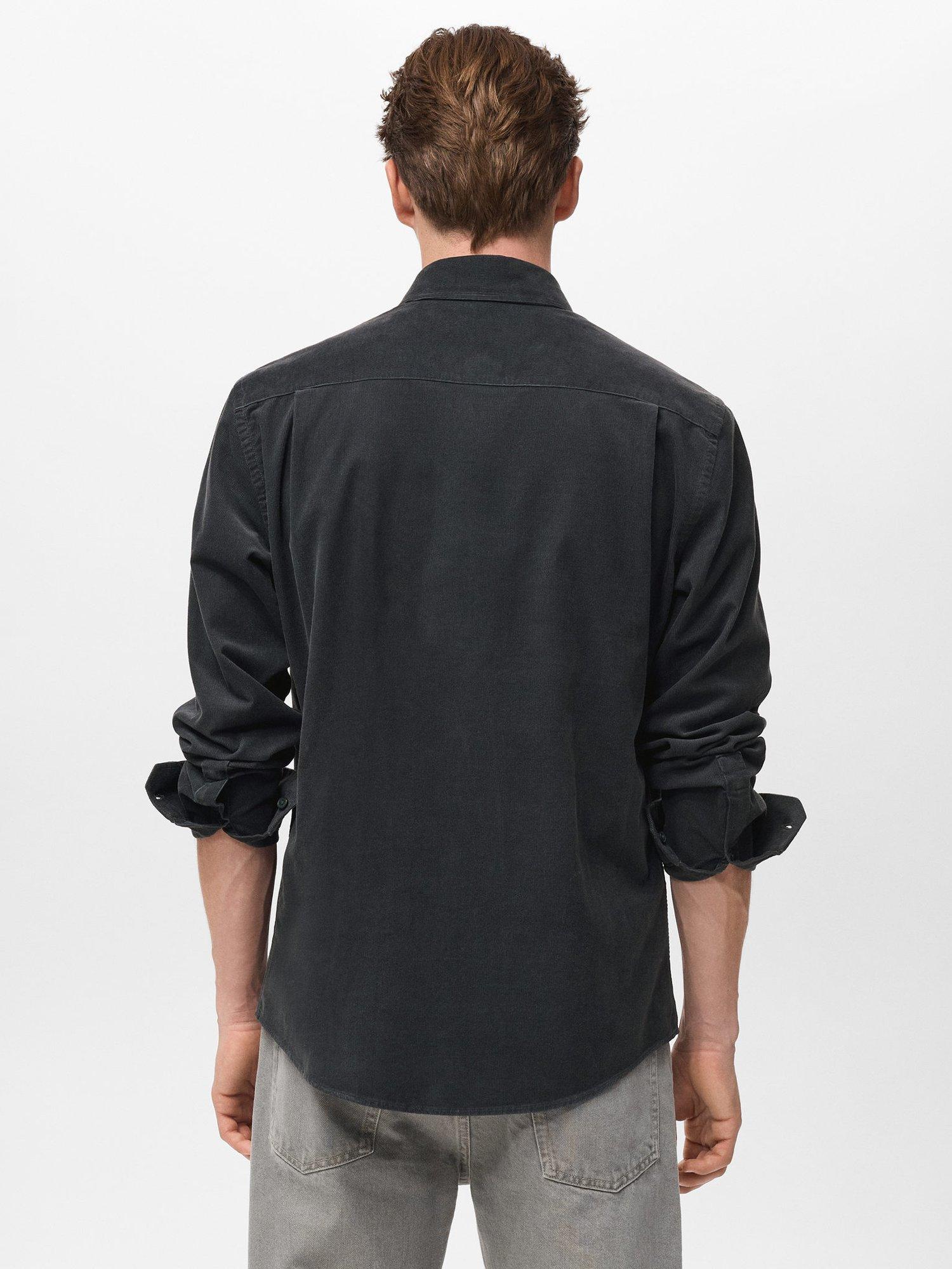 Product image 4 of 8, which shows Mango Tadi Cotton Long Sleeve Collar Shirt, Grey, M