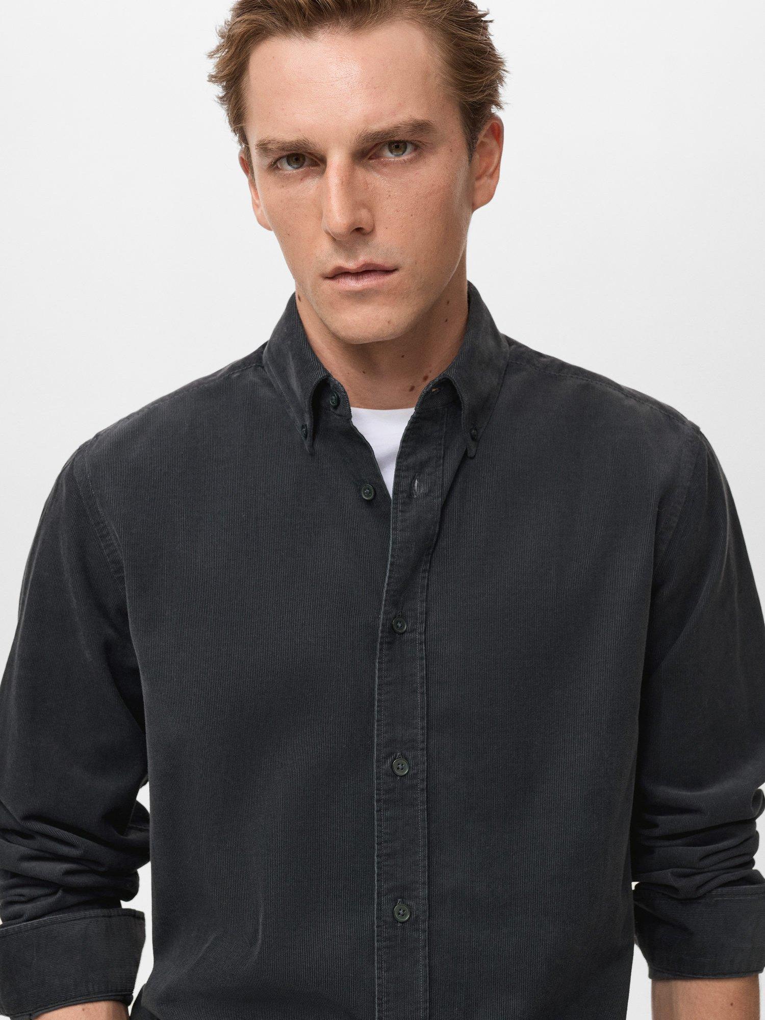 Product image 6 of 8, which shows Mango Tadi Cotton Long Sleeve Collar Shirt, Grey, M