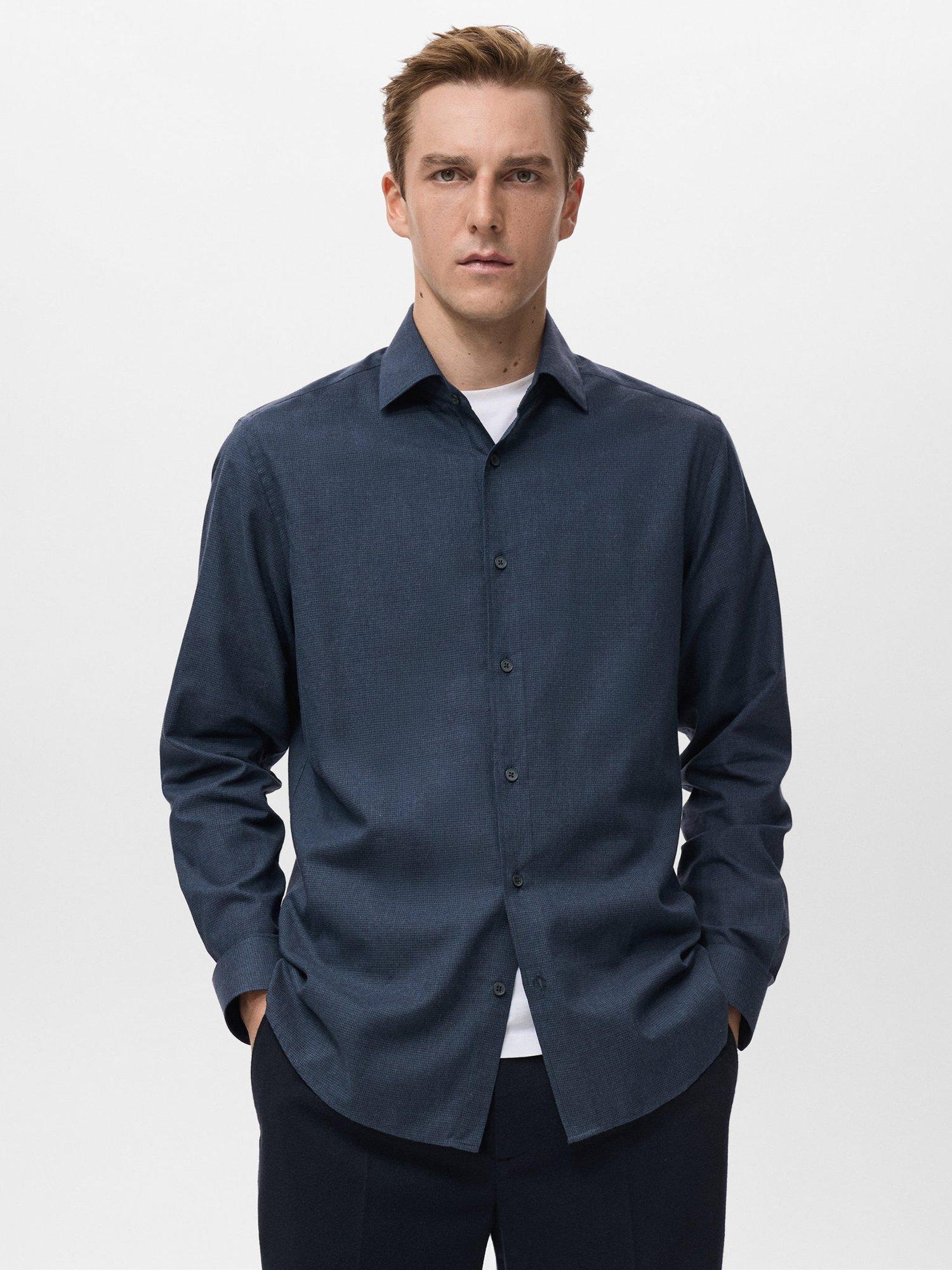 Product image 1 of 8, which shows Mango Veira Cotton Shirt, Navy, M
