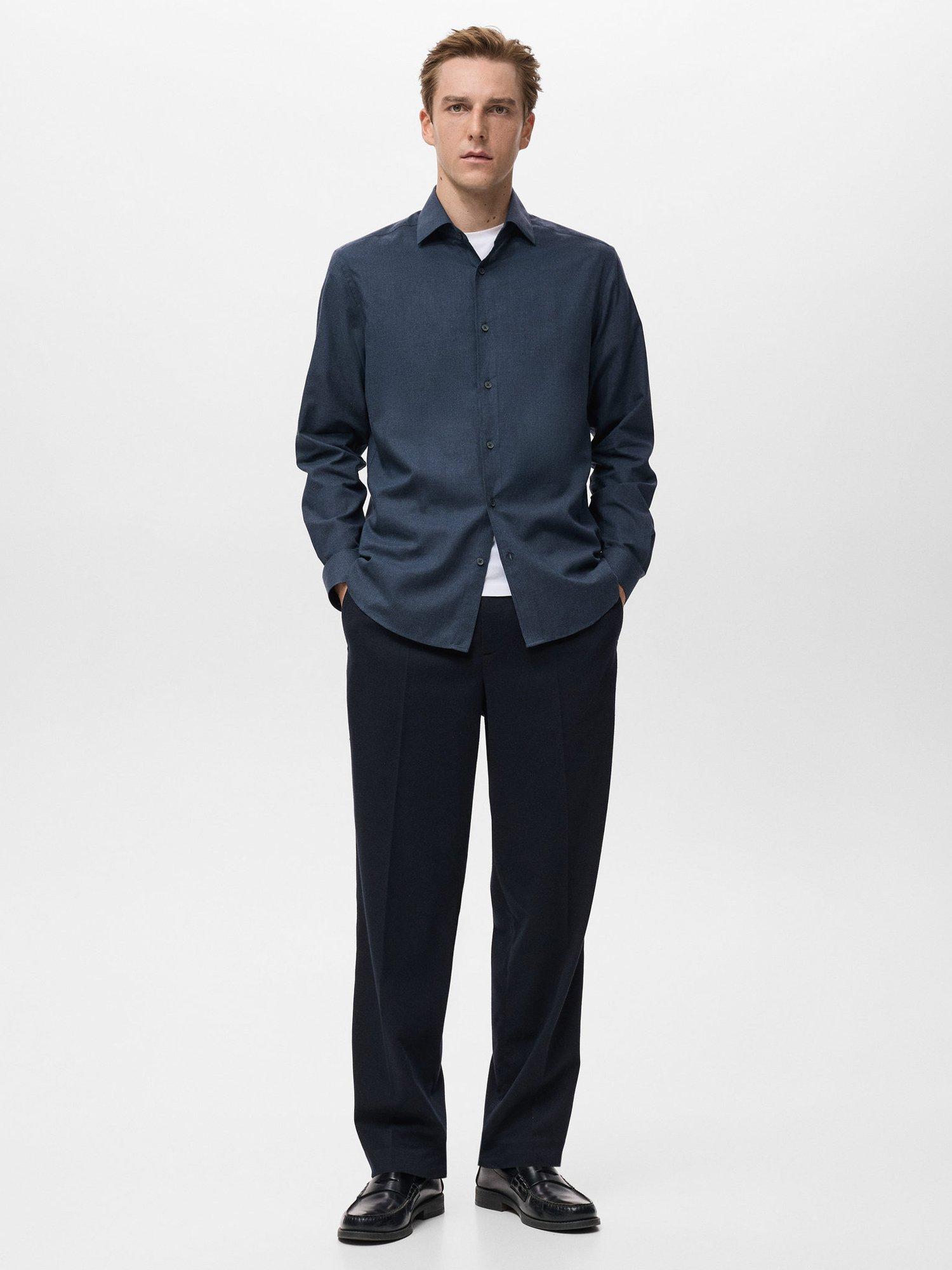 Product image 2 of 8, which shows Mango Veira Cotton Shirt, Navy, M