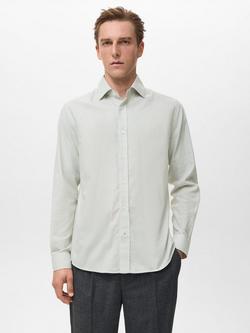 Mango Veirat Cotton Regular Fit Stripe Shirt, Green, Green