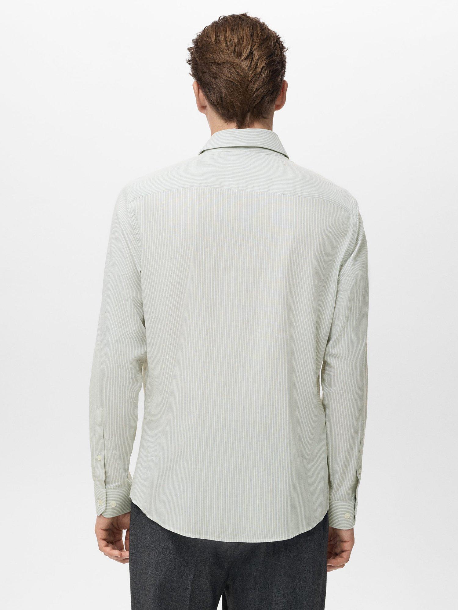 Product image 4 of 8, which shows Mango Veirat Cotton Regular Fit Stripe Shirt, Green, L