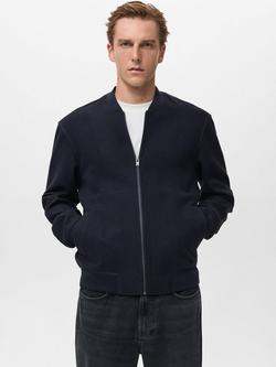 Mango Alludiab Bomber Hoodie Zip, Navy