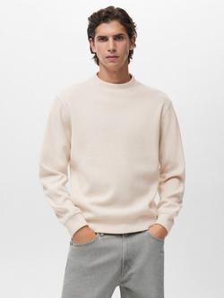 Mango Besalu Regular-Fit Knitted Sweatshirt, Light White