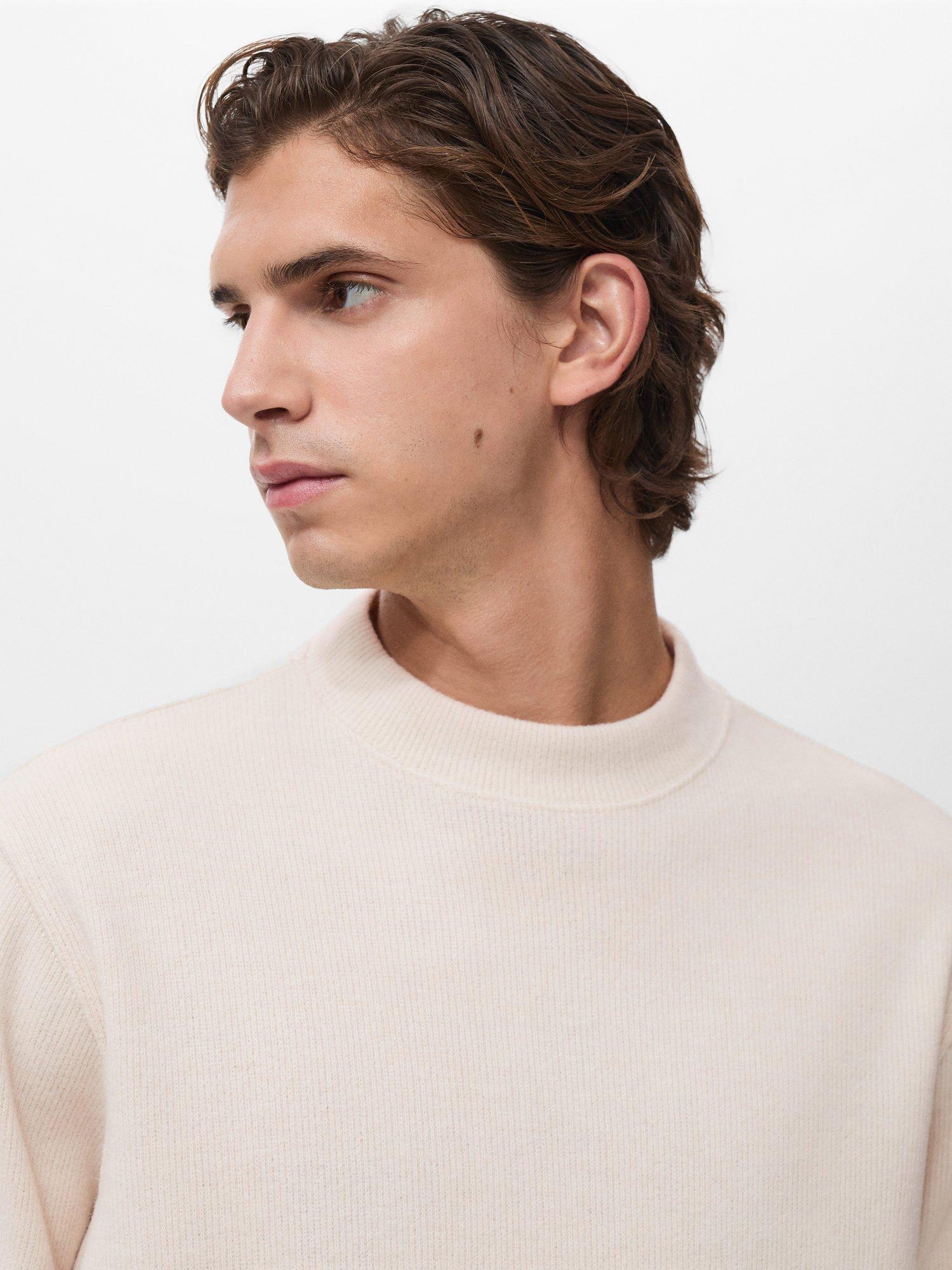 Product image 6 of 8, which shows Mango Besalu Regular-Fit Knitted Sweatshirt , Light White, XS
