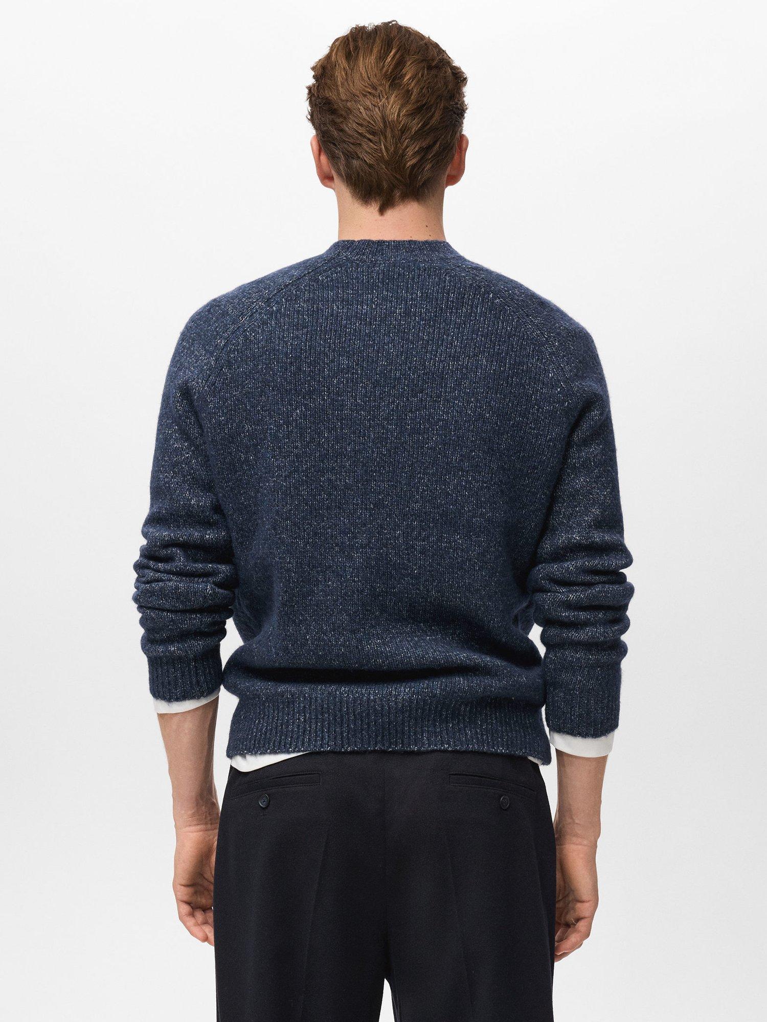 Product image 4 of 8, which shows Mango Cris Wool & Cotton Blend Knit Crew Neck Jumper, Navy, L
