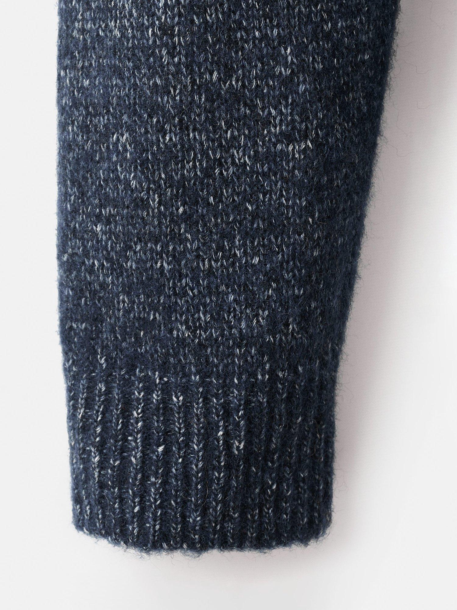 Product image 8 of 8, which shows Mango Cris Wool & Cotton Blend Knit Crew Neck Jumper, Navy, L