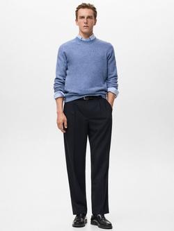 Mango Knitted Wool Blend Sweater - view 2, Medium Blue