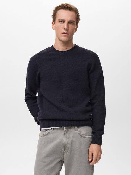 Mango Knitted Wool Blend Sweater, Navy