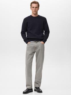 Mango Knitted Wool Blend Sweater - view 2, Navy