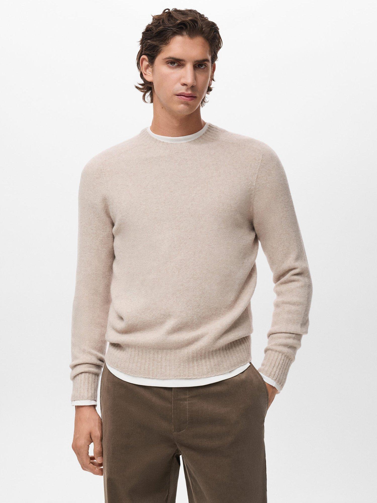 Product image 1 of 8, which shows Mango Knitted Wool Blend Sweater , Light Brown, XXL