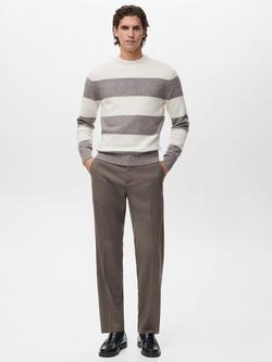 Mango Striped Wool Blend Sweater - view 2, White/Grey