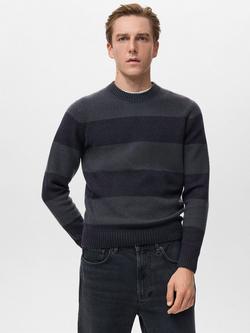 Mango Striped Wool Blend Sweater, Navy/Grey