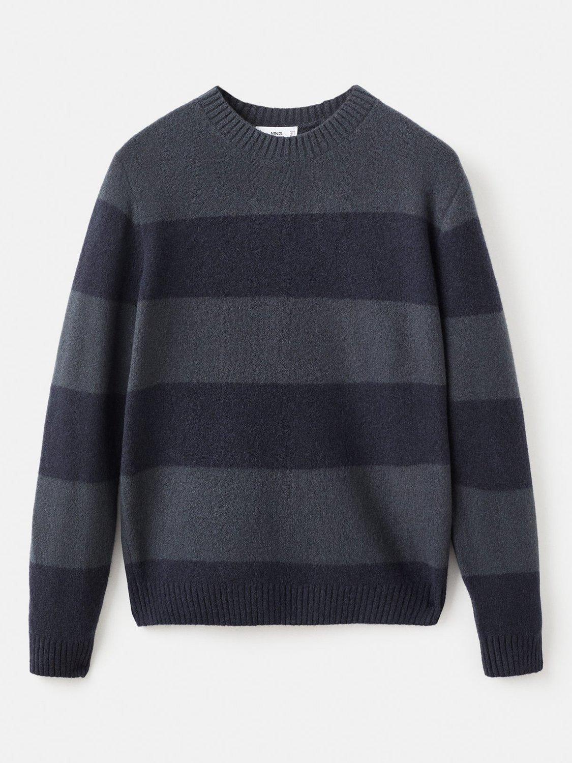 Product image 3 of 8, which shows Mango Striped Wool Blend Sweater  , Navy/Grey, M