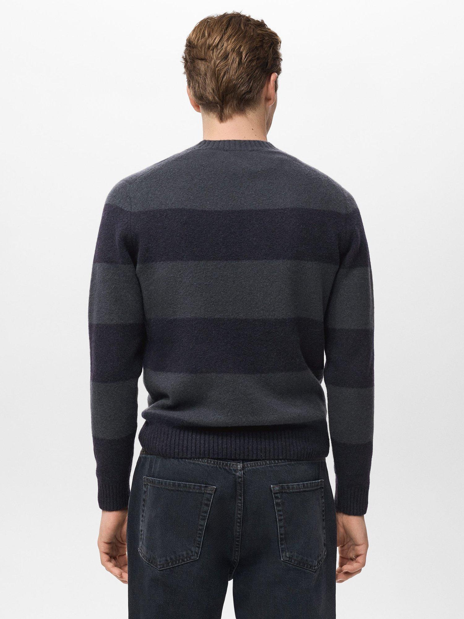 Product image 4 of 8, which shows Mango Striped Wool Blend Sweater  , Navy/Grey, M
