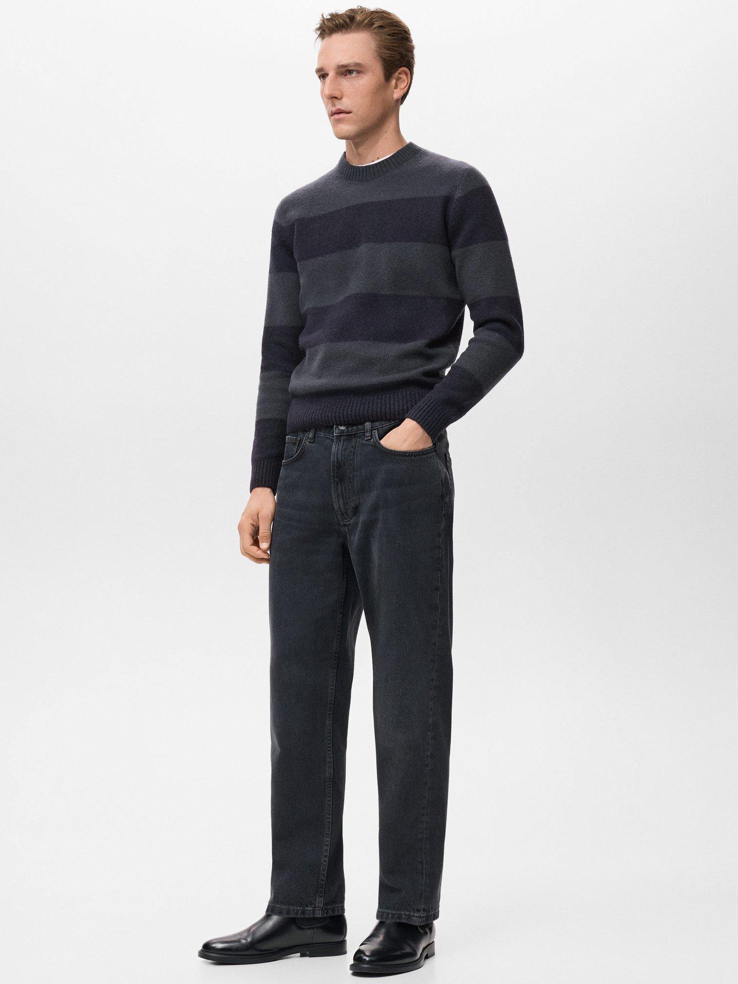 Product image 7 of 8, which shows Mango Striped Wool Blend Sweater  , Navy/Grey, M