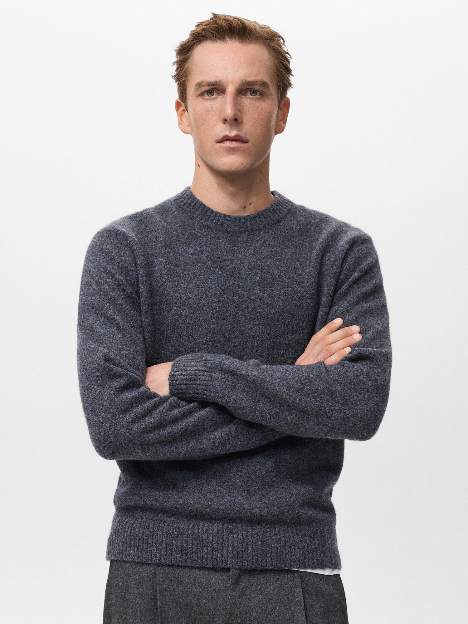 Product image 1 of 8, which shows Mango Oreo Wool Blend Crew Neck Jumper, Medium Blue, XXL