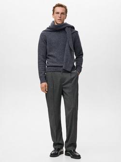 Mango Oreo Wool Blend Crew Neck Jumper - view 2, Medium Blue