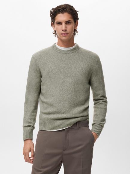 Mango Oreo Wool Blend Crew Neck Jumper, Green