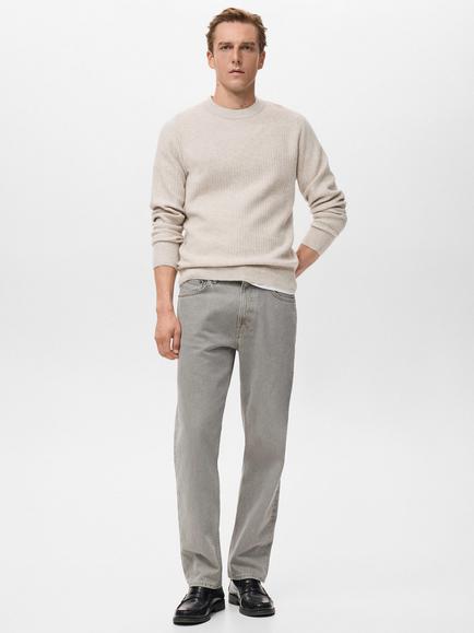 Mango Park Crew Neck Jumper - view 2, Light Beige